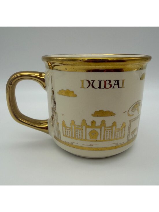 Other - Dubai Gold Souvenir Demitasse Cup 2.5 In UAE Skyline Burj Al Arab Tea Travel Mug